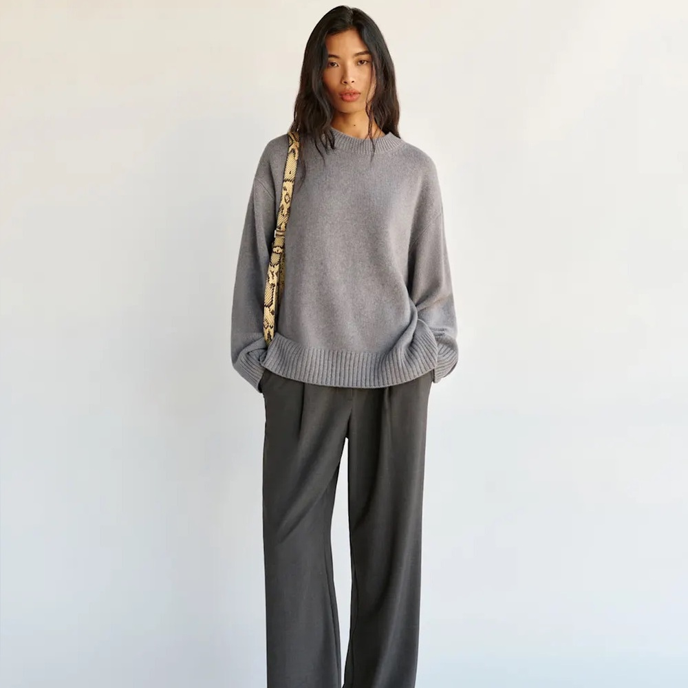 Reformation Cove Cashmere Oversized Crew in Husky - Picture 3 of 8